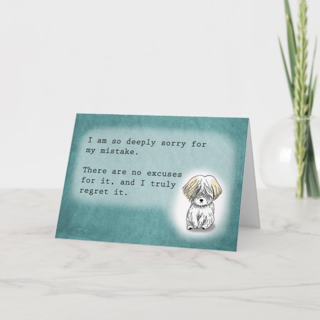 Carte Sincères excuses pour erreur mignon chiot désolé  (Devant)