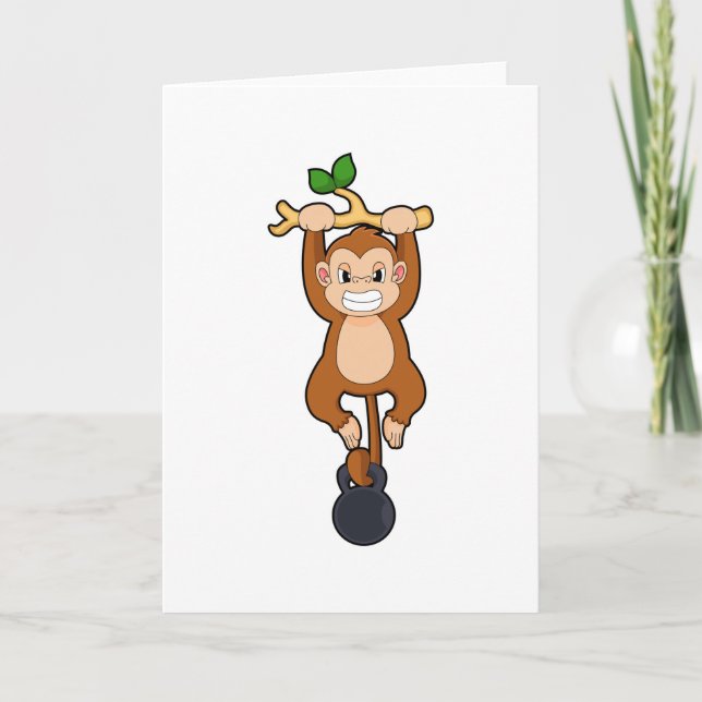 Carte Singe à l'entraînement en force avec haltère (Devant)