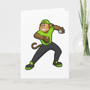 Carte Singe au baseball avec une batte de baseball