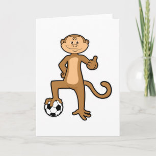 Carte Singe au sport avec ballon de football