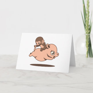 Carte Singe-bébé (Revenir sur un cochon)
