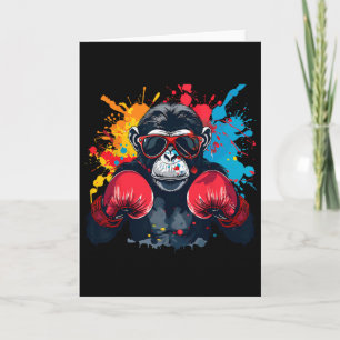 Carte Singe boxeur avec gants de boxe Kickboxing Drôle B