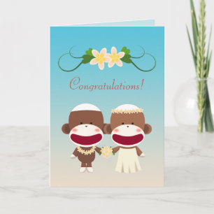 Carte Singe chaussette mariage hawaïen