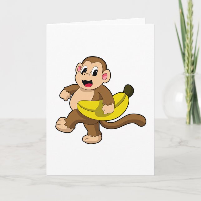 Carte Singe courant avec une banane (Devant)