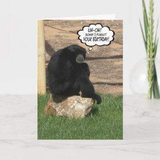 Carte Singe d'anniversaire retardé humoristique