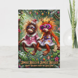Carte Singe de Noël drôle de cloches de jungle