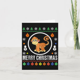 Carte Singe de Noël joyeux Sweater hideux Xmas Tricot Ta