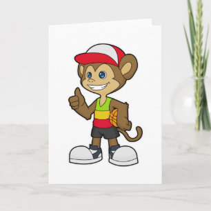 Carte Singe en joueur de basketball avec ballon de baske