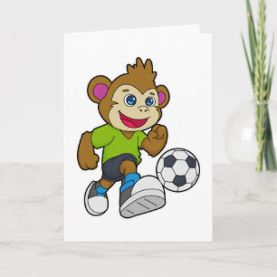 Carte Singe en joueur de football avec ballon