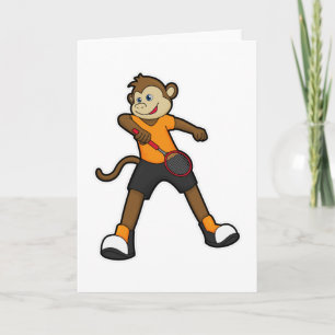 Carte Singe en joueur de tennis avec raquette de tennis
