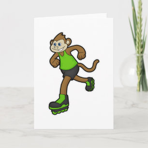 Carte Singe en skater avec des rollers en ligne