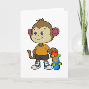 Carte Singe en skateur avec skateboard