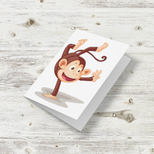Carte Singe joueur faisant un poirier Animal mignon