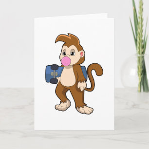 Carte Singe skater avec planche à roulettes