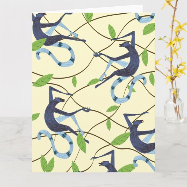 Carte Singes vintages (Fleur jaune)