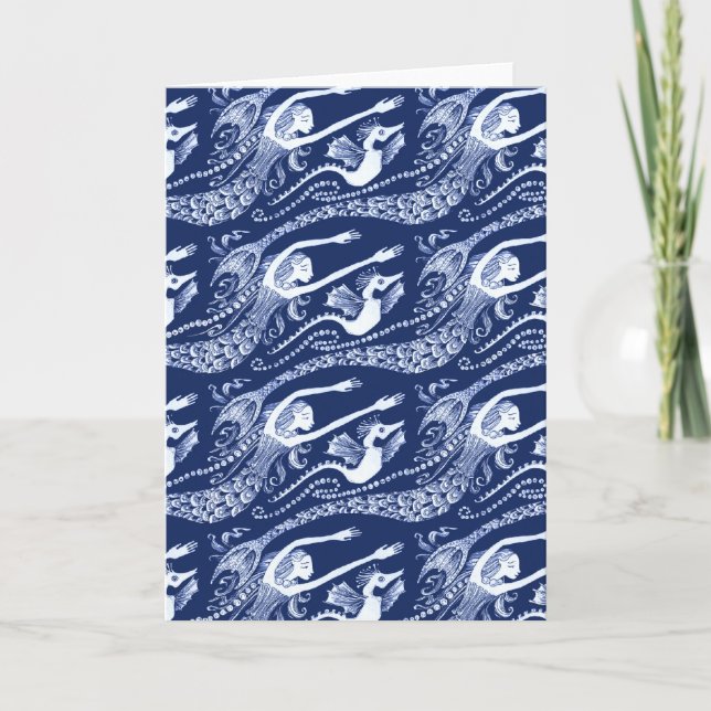 Carte Sirène aux perles et cheval de mer (Devant)