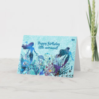 Carte Sirène d'aquarelle sous la mer Anniversaire