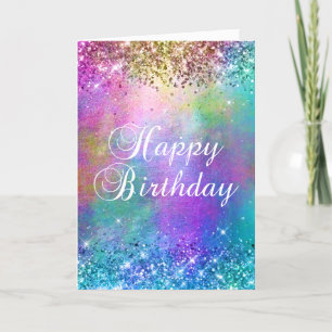 Carte Sirenne Arc-en-Ciel Étincelante Joyeux Anniversair