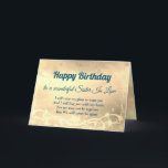 Carte Sister à Law Card<br><div class="desc">Luxury Gold Distance Happy Birthday Sister In Law Personed Greeting Card.</div>