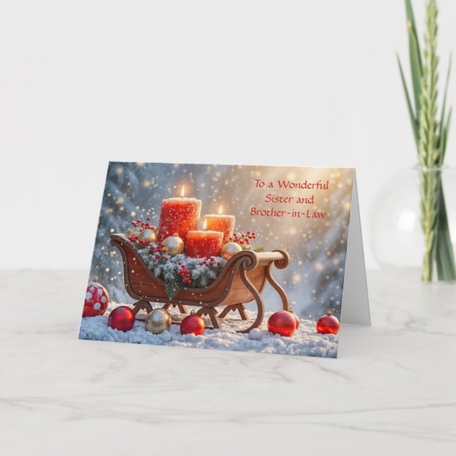Carte Sister and Brother in Law Husband Candles Sleigh  (Devant)