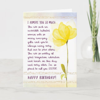 Carte Sister Birthday, I Admire You So Much
