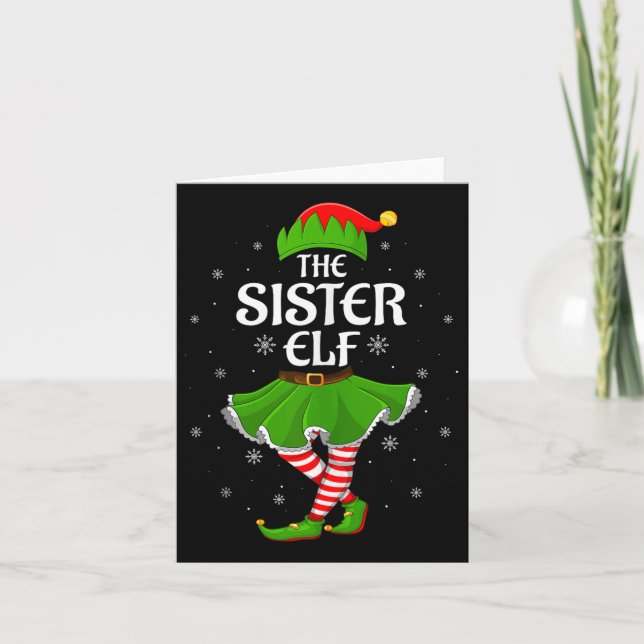 Carte Sister Elf Christmas Family Girls Women Elf Squad  (Devant)