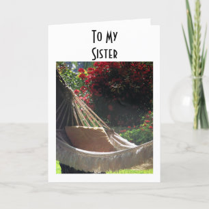 CARTE SISTER-HAMMOCK DIT-RELAX, PROFITER/HEUREUX ANNIVER