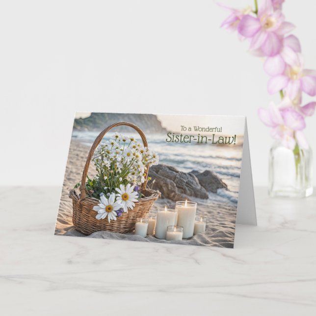 Carte Sister in Law Happy Mothers Day Basket of Flowers  (Orchidée)