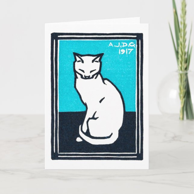 Carte Sitting White Cat, Julie de Graag (Devant)