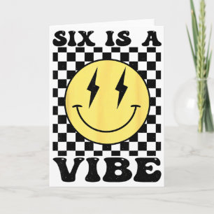 Carte Six Is A Vibe Retro Smile Face 6 Ans Anniversaire