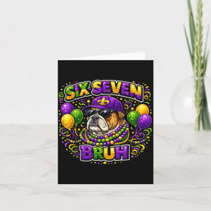 Carte Six sept bruh 67 bouledogue chien mardi gras perle