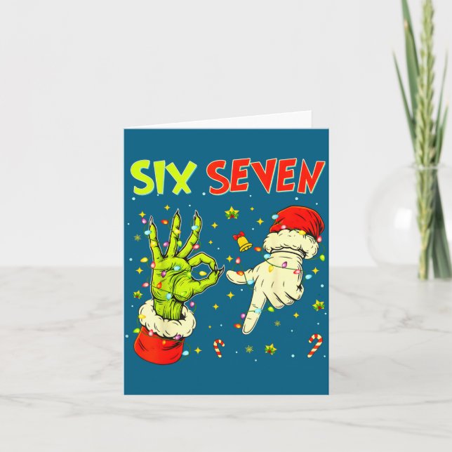 Carte Six Seven 67 Funny Hand-sign Christmas Meme  (Devant)