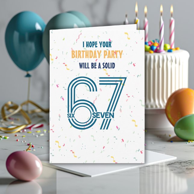 Carte Six Seven 6 7 Coloful Confetti Garçon Anniversaire (Créateur téléchargé)