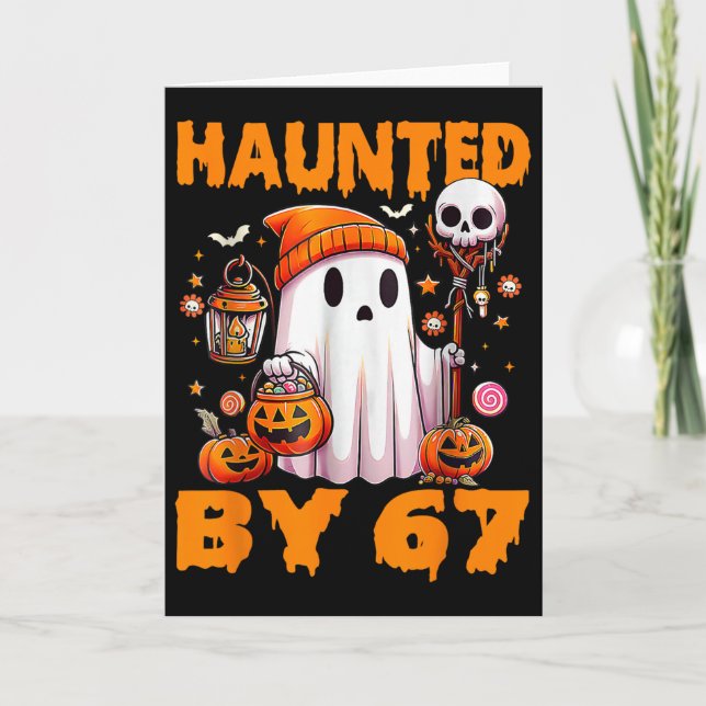 Carte Six Seven 6 7 Halloween Hanté Main de Squelette (Devant)