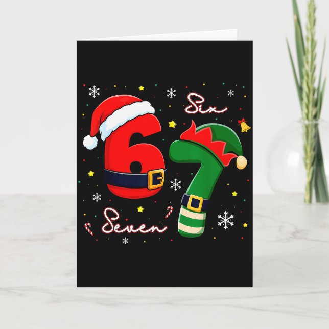Carte Six Seven 6 7 Mème Argot Gen Alpha Noël Santa (Devant)