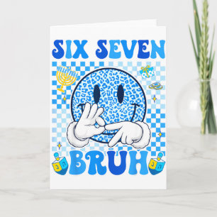 Carte Six Seven Bruh 67 Mème Lumières de Hanukkah Jewi-s