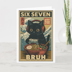 Carte Six Seven Bruh Chat Vintage Meme Cadeau pour Homme