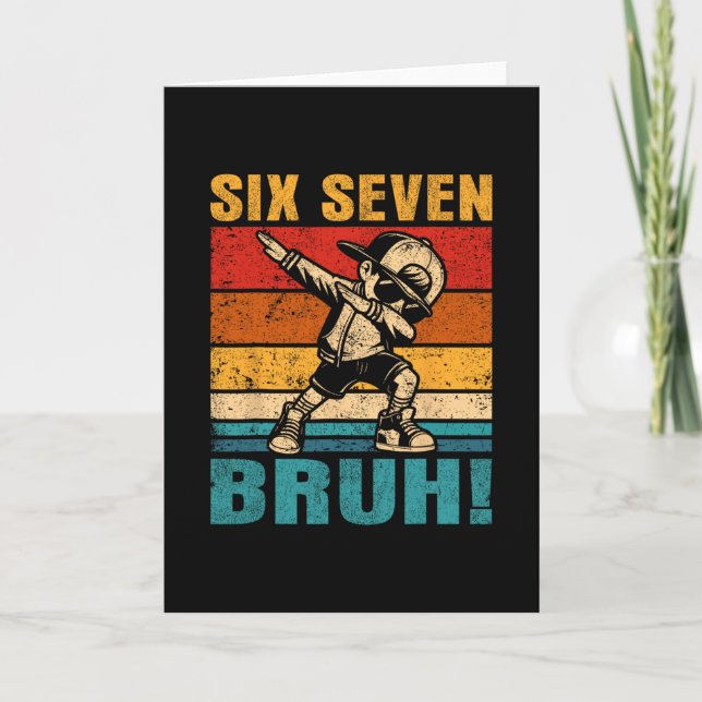 Carte Six Seven Bruh Dabbing Boy Drôle 67 Meme Gen Alpha (Devant)