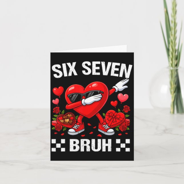 Carte Six Seven Bruh Dabbing Cœur Saint-Valentin Drôle P (Devant)