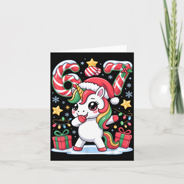 Carte Six Seven Christmas Unicorn Meme Funny Cute Holida (Devant)