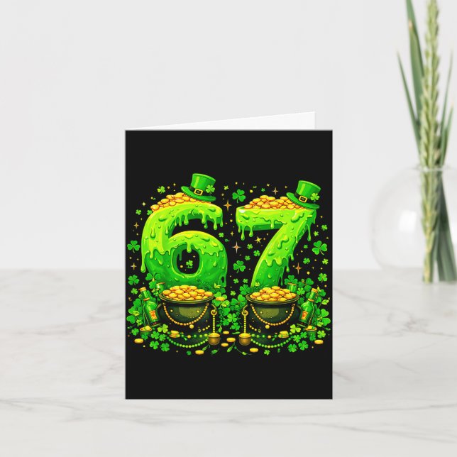 Carte Six seven mème 67 jour de la Saint-Patrick trèfle  (Devant)