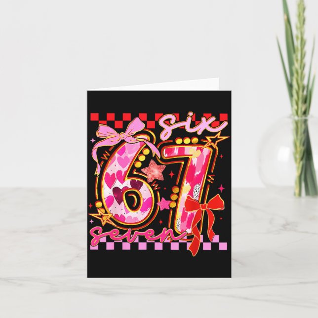 Carte Six Seven Valentine Day Funny Nk 67 Cute Bow Girls (Devant)
