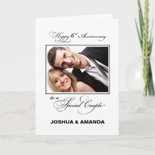 Carte Sixième anniversaire de mariage nom/photo personna