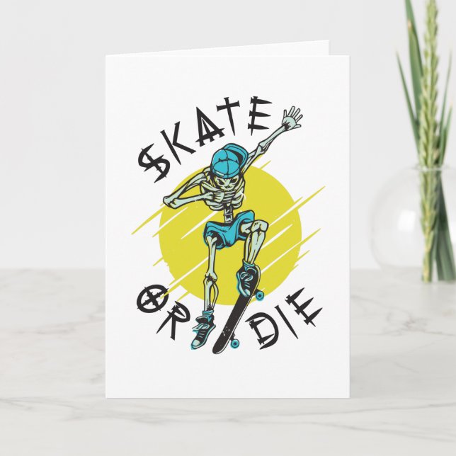 Carte Skate ou die Skeleton Skateboarder (Devant)