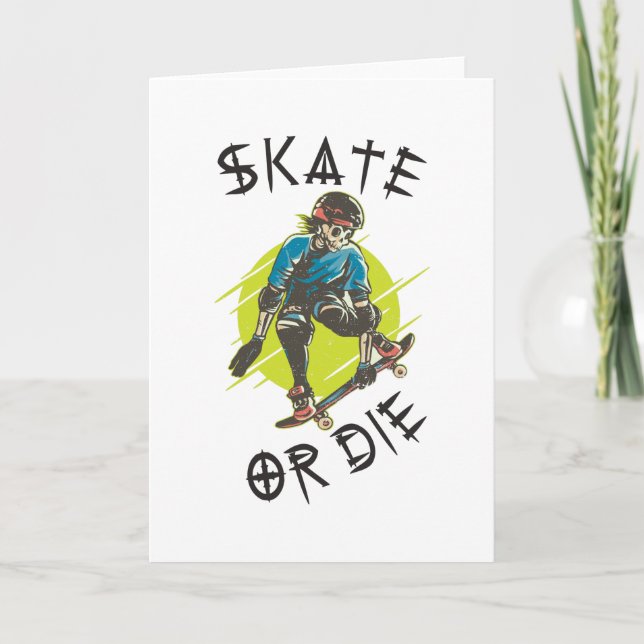 Carte Skate ou die Skeleton Skateboarder (Devant)