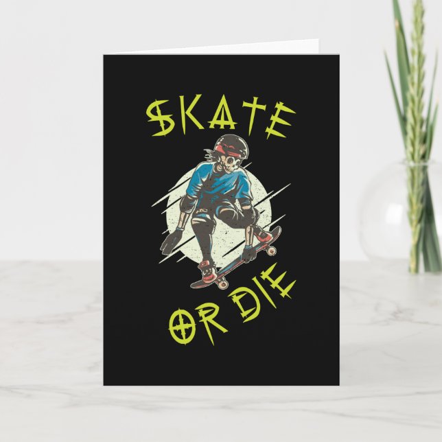 Carte Skate ou die Skeleton Skateboarder (Devant)