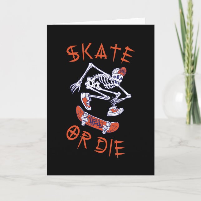Carte Skate ou die Skeleton Skateboarder (Devant)