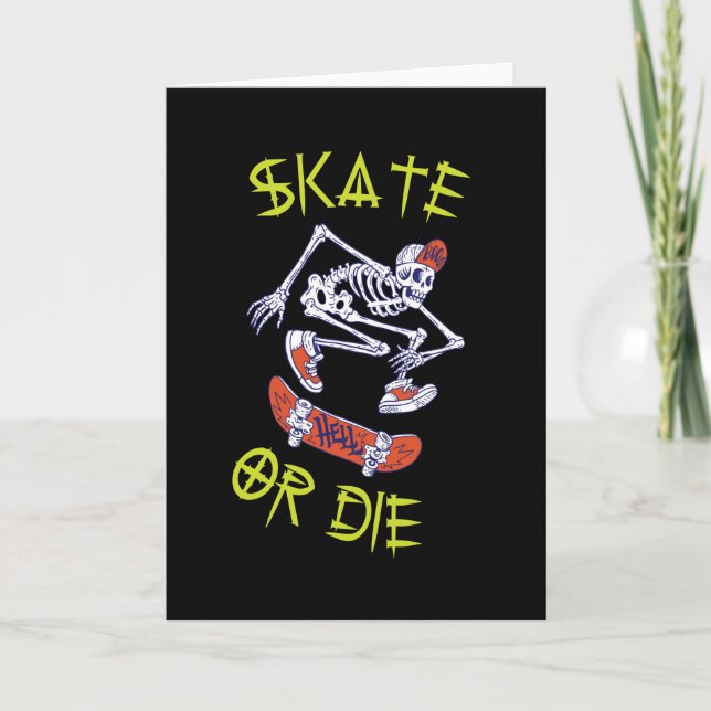 Carte Skate ou die Skeleton Skateboarder (Devant)