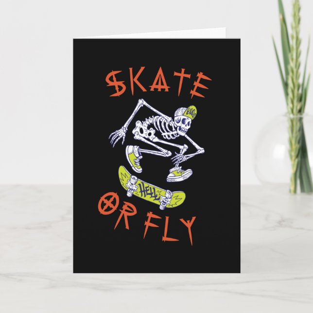 Carte Skate ou volez Skeleton Skateboarder (Devant)