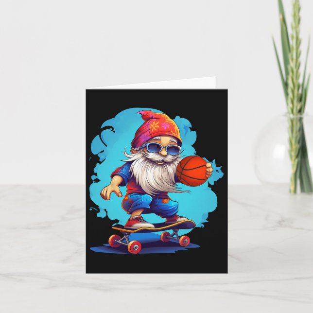 Carte Skateboard Basketball Gnome Famille Noël Pajam (Devant)